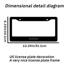 White Heart Style License Plate Prame Aluminium Rust-Proof Auto Parts License Plate Decorative Screws Fit Standard 2 Holes 1 U.S. License Plate, 12.2x 6.3 Inch - 12x6 inch - Xem 2