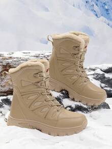 Botas de Trabalho de Inverno Masculinas, Botas de Neve de Deserto Respiráveis e Duráveis para Caminhada ao Ar Livre, Botas de Neve de Cano Alto Unissex Tamanho 36-46 com Isolamento Extra