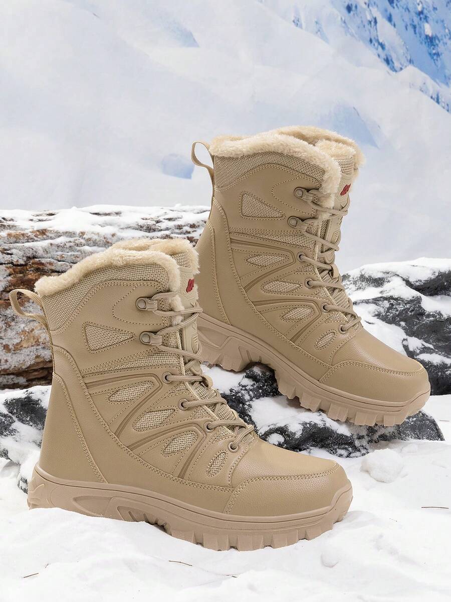 Botas de Trabalho de Inverno Masculinas, Botas de Neve de Deserto Respiráveis e Duráveis para Caminhada ao Ar Livre, Botas de Neve de Cano Alto Unissex Tamanho 36-46 com Isolamento Extra