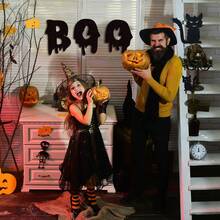 3 Pcs Halloween BOO Wood Sign Decorations Hanging Halloween Door Sign Halloween Hanging Plaques For Halloween Party Haunted House Outdoor Indoor Home Door Wall Decor Home Decor Halloween Decor Fall Decor Room Decor - Multicolor - View 6