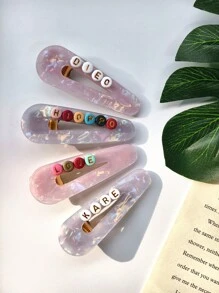 1 Stück personalisierter Buchstaben Haarclip, süßer, lässiger PEVA-Krabbclip, frisch für den Sommerstrand