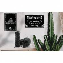 Live Laugh Lobotomy Sign Gothic Wall Decor - Unique Home Decor For Living Room, Bathroom, And Goth Bedroom |   Dark Academia And Grunge Room Decor, 8 X 12 Inch (942) - 黑灰色 - 查看 3