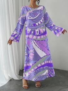 Women's Luxury Arabic Style Robe, Loose Fit Round Neck Long Sleeve, Elegant Casual Lightweight Breathable Resort Dress, Traditional Arabic Clothing, Festival Gown, Evening Dress