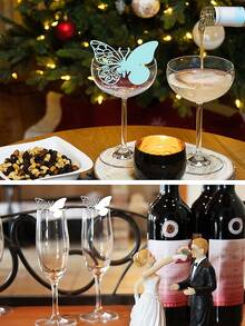 50 张 3D 蝴蝶座位卡、酒杯座位卡、蝴蝶婚礼场地名片、镂空蝴蝶座位卡、婚礼派对装饰、完美婚礼、毕业典礼、生日派对、返校季周年纪念 - 墙贴增强氛围 - 彩色 - 查看 6