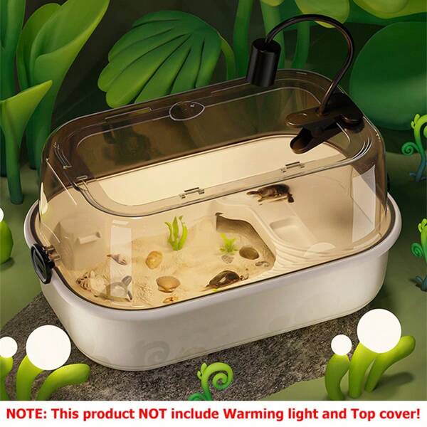 1pc Turtle Habitat Tank With Feeding Bowl, Reptile Villa For Aquatic And Terrestrial Turtles - Christmas Gift