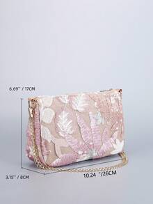 Túi đeo vai xích thêu sequin, Túi đeo chéo hình bán nguyệt thêu hoa thiết kế cổ điển, Túi đựng đồ ăn tối có khóa kéo khâu sequin tương phản màu thời trang dành cho nữ. Loại túi ưa thích, Túi đa năng, Có thể đeo chéo, Xích gấp đôi có thể đeo vai. (Vị trí hoa văn cắt ngẫu nhiên) - Nhiều màu - Xem 5