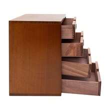 YUNRUX Small Wooden Storage Box Office Desk Organizer / 4 Drawers Brown