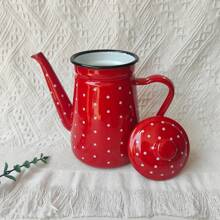 1 pièce Cafetière en émail vintage 1,2 L, bouilloire à verser à la main, théière de maison, pot d'eau froide, pot à huile, théière et cafetière de restaurant rétro en émail, décoration en émail, cafetière à verser à la main en émail épais, bouilloire en émail, pot à huile de cuisine