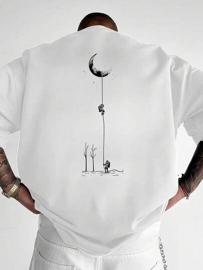 Tricou bărbătesc la modă, cu mânecă scurtă, imprimat, lejer | Design rafinat | Element esențial de vară | Ușor de asortat, care îți pune în valoare stilul