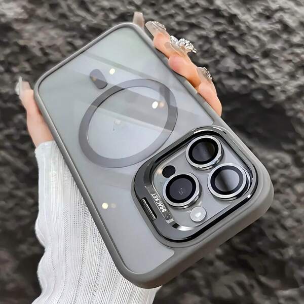 Funda de teléfono con tapa magnética y soporte para lente de cámara para 15, 11, 12, 13, 14, 16 Pro Max