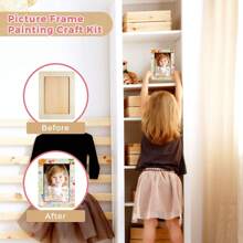 8/21/26pcs Set Children Painting Frame Craft Kit, Unfinished Wooden Frame Craft Set, DIY Painting Kit Includes Unfinished Wooden Frame, Colored Pens, Crystal Diamond Stickers, For Frame Decoration And Customized Art Projects, Vertical Desktop Display Frame, Unfinished Painting And Decorative Wooden Frame, Home Decor, Customized Art Projects, Custom Photo Display And Art Project Gift, Birthday, Graduation