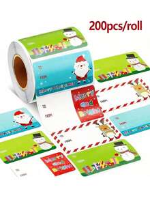 500pcs/Roll, 200pcs/Roll, 12pcs/Sheet Christmas Santa Claus Stickers Self-Adhesive Labels Christmas Birthday Holiday Gift Decoration, Merry Christmas Stickers Christmas Themed Stamp Labels Stickers DIY Gifts Baking Packaging Envelopes Stationery Decoration