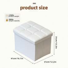 Foldable Storage Ottoman Furniture Bench - Slim Footprint High Density Foam Seat Stool With Breathable Tech Fabric, Multi-Functional Footrest For Entryway Shoe Changing, Living Room Bedroom Compact Furniture Storage - White - View 4