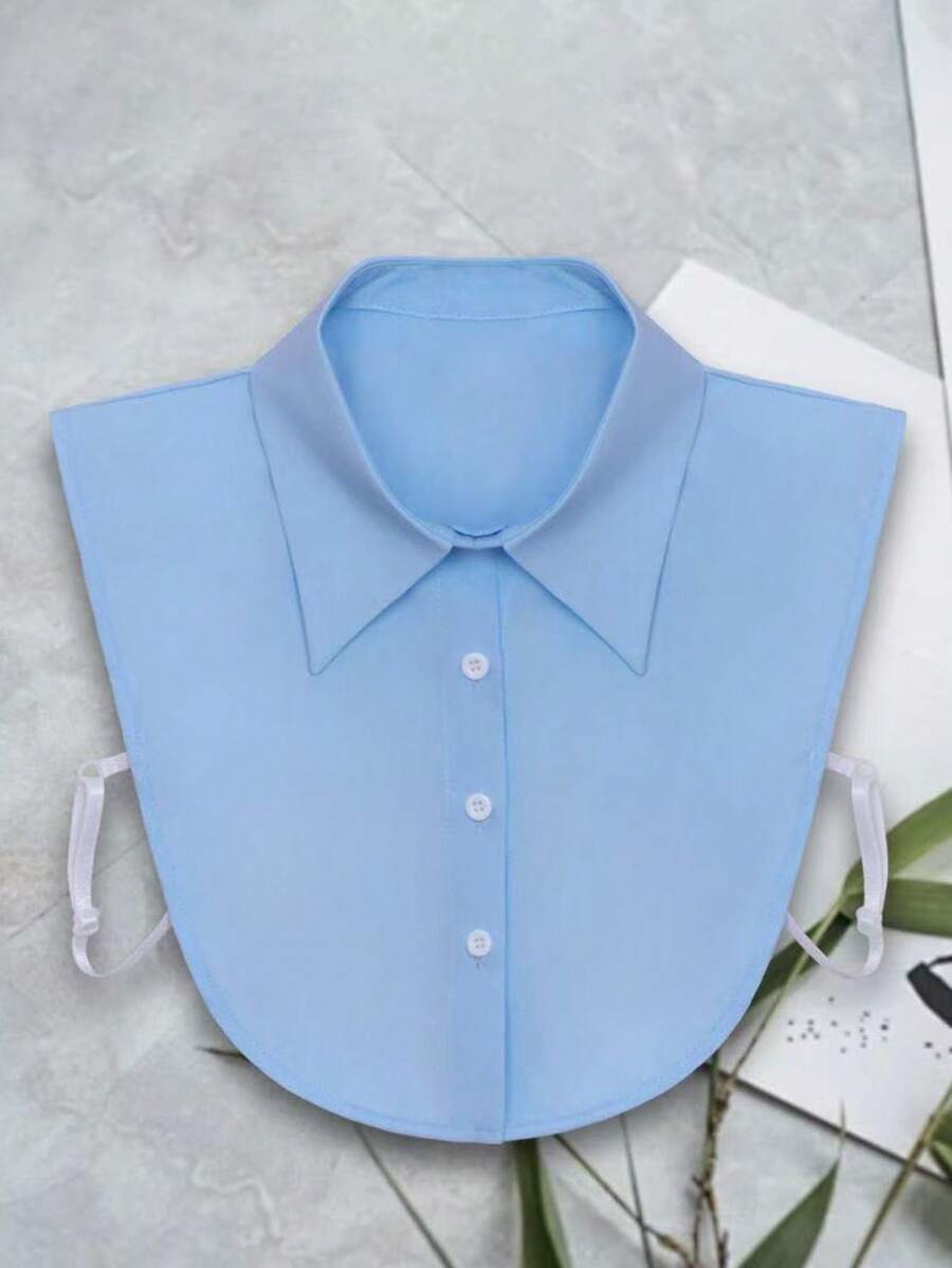 1 件女士白色尖领雪纺时尚可拆卸领子 - 白色 - 查看 1