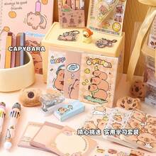1set Capybara-Themed Stationery Gift Set With Notebook, Pens, Paper Clips, And Accessories - Cute Learning Essentials Pack For Students And Animal Lovers(Random Style)(Keychain Styles Are Random)