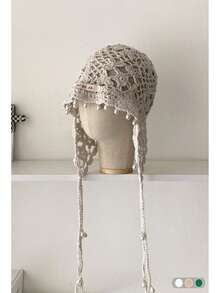 1 件波西米亚花流苏镂空头带帽，手工编织夏季复古帽，适合女士秋季配饰 - 針織帽 - 查看 16