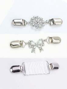 3 Stück Vintage elastische Schal-Clips, Cardigan-Clips, geeignet für Kleider, Hosen Rücken, Taillengürtel, Frauen Broschen-Clips - Verschiedenfarbig - Übersicht 9