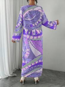 Women's Luxury Arabic Style Robe, Loose Fit Round Neck Long Sleeve, Elegant Casual Lightweight Breathable Resort Dress, Traditional Arabic Clothing, Festival Gown, Evening Dress