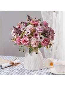 1 PIEZA/3 PIEZAS/25 PIEZAS Decoración de otoño, bolas bordadas, flores variadas, pequeñas margaritas, fiesta de cumpleaños, fiesta, decoración, canasta de flores para boda, ramo de novia, decoración del hogar, comedor, dormitorio, alféizar de la ventana, decoración de jarrón, decoración de escritorio, decoración de Año Nuevo, jardín exterior, inicio de la temporada escolar - Rosa - Ver 2