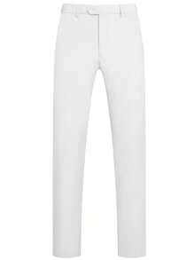 三件套男士高品质商务西装，纯色新郎婚礼礼服，修身休闲西装外套和裤子套装，春季 - 白色 - 查看 5