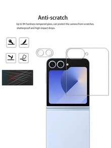 2+2 Pcs Tempered Glass Screen Protector + Camera Lens Protector Compatible With Samsung Galaxy Z Flip 7, 2 Pcs Screen Protector + 2 Pcs Camera Lens Protector - Clear - View 5