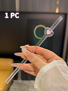 6pcs Cute Pink Heart-Shaped Glass Straws - Reusable Drinkware Set With Cleaning Brushes | Shatter-Resistant Milky Tea Smoothie Accessories, Perfect For Bachelorette Party & Bridal Engagement Decor Gift, Girlfriend Gift - Multicolor - View 13