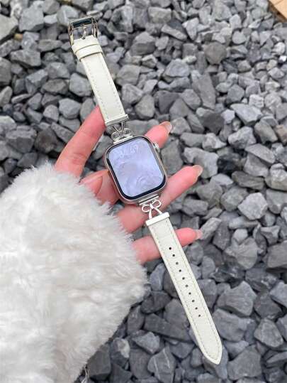 1 Pc Becorative Fancy Jewelry Stylish Elegant Slim Leather Loop Compatible With Apple Watch Band For Women Gold Silver Halloween Black Charms Sport Thin 38mm 40mm 41mm 42mm 44mm 45mm 46mm 49mm , Watchband Compatible With Apple Watch Strap Series Ultra 10/9/8/7/6/5/4/3/2/1 SE