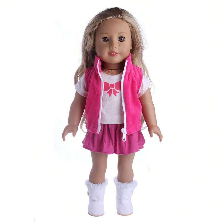 18'' Doll Clothes Outfit Dress Clothes For American Girl Our Generation My Life Doll Christmas Gift - 玫紅色 - 查看 1