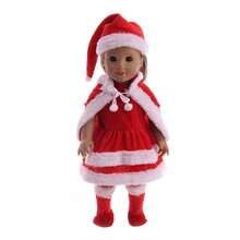 18'' Doll Clothes Outfit Dress Clothes For American Girl Our Generation My Life Doll Christmas Gift - 紅色 - 查看 2