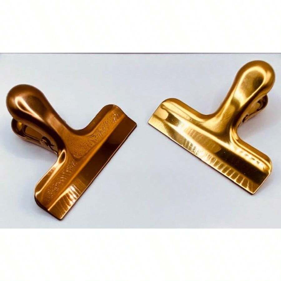 QY Set Of 2 Vintage Elegance Stainless Steel Metal Clips Gold Bronze Multipurpose Page Holder For Notebooks Journaling Scrapbooks Office Organization 5837 - VàngĐồng - Xem 1