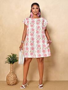 BIUBIU Y2K Plus Size Women's Summer Boat Neck Loose Casual Jumpsuit Shorts Pink Floral Graphic Boho Cute Elegant(Random Floral Pattern) - Pink - View 5