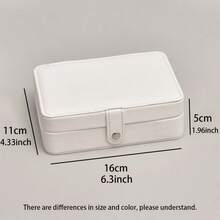 1 件奢华仿皮双层珠宝收纳盒，带安全锁 - 柔软内衬便携式耳环、项链、戒指盒 - 现代桌面展示，适合家庭或办公室，珠宝盒旅行必需品旅行配件旅行包度假返校学校用品珠宝盒 - 彩色 - 查看 5