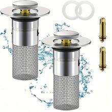 1 件易清洁弹出式浴室水槽排水管，带可拆卸不锈钢过滤器 - 适合 1.1-1.29 英寸排水口，防止头发和珠宝堵塞，头发排水盖 - 彩色 - 查看 3