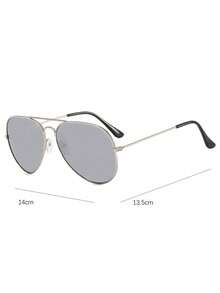 1 Pair Fashion Silver Frame White Mercury Metal Glasses Aviator Shape Shades - Silver - View 2