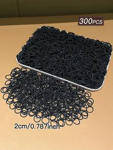 300pcs Black Simple Elastic Hair Ties, Sweet & Cute Style, High Elasticity Hair Accessories, Women's Hair Decor, Summer Vacation Accessories. Suitable For Daily Casual And Outdoor Wear, Summer Accessory Set, Hair Accessories, Women's Accessories, Back To School Hair Decor., Ponytail Holders, Hair Elastics, Hair Rubber Bands, Hair Rope ,Gym Sport Outfit Head Accessories Elastic Band Scrunchies - Black - View 4