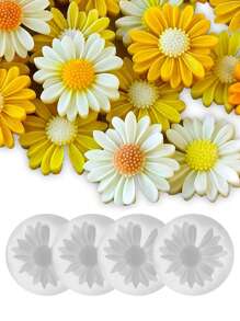 4 件雏菊花蜡烛模具，用于制作蜡烛、3D 花形树脂蜡烛皂模、花卉硅胶模具、DIY 环氧铸造蜡石膏聚合物粘土工艺品 - Silicone Mold - 查看 1