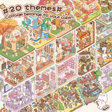 60张可爱风格DIY迷你房屋贴纸，风景贴纸套装（40张贴纸，20张背景卡），装饰性DIY景观贴纸，3D微缩房屋场景贴纸，风景贴纸，场景贴纸，手册贴纸，可重复使用