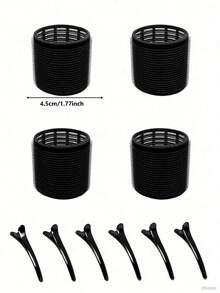 10 件（4 个卷发器和 6 个夹子）巨型卷发器卷发器带夹子的大型卷发器，自握卷发器，适用于长/中/短发（带刘海），DIY 卷发器 2.56 英寸，情人节情侣礼物美发工具，美发套装，美发工具套装，发饰，美发工具 - 黑色 - 查看 14