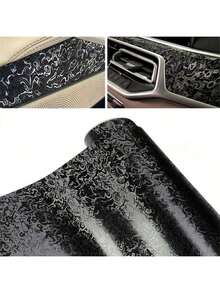 1 Rollo de 30x150cm/11.81x59.06 pulgadas de película de envoltura de coche PET negra, para envoltura de coche personalizada - Adecuada para coches, motocicletas, paneles de control interiores, espejos retrovisores, etc. - Impermeable, resistente a los arañazos, transpirable