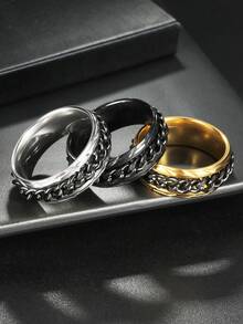 1 chiếc nhẫn xoay bằng thép không gỉ, nhẫn xoay thời trang dành cho nam và nữ. - vòng dây chuyền có thể xoay - Xem 2