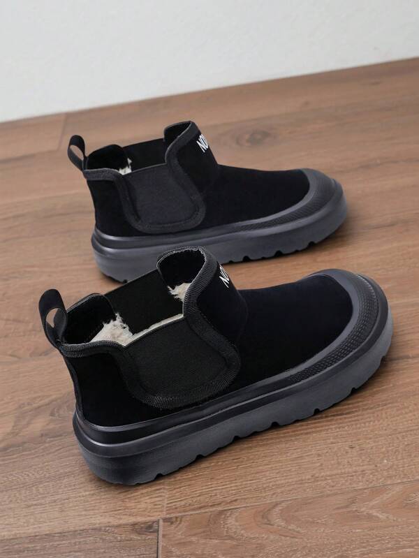 Botas de nieve para mujer para exteriores en invierno, con forro térmico grueso. Botas Chelsea de plataforma con punta redonda, suela gruesa, antideslizantes y resistentes al desgaste, impermeables y cálidas. Botas de nieve para mujer de talla grande, color negro