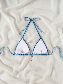 Damskie letnie wakacje, plażowy, kwiatowy wzór, seksowny top bikini typu halter - Wielokolorowe - Zobacz 6