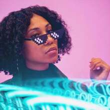 Set de 2 gafas con diseño de píxeles, gafas de mosaico de píxeles de 8 bits multicolor para gamers, accesorios de foto para adultos y jóvenes