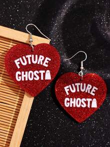 1 对时尚闪亮心形和幽灵设计耳环，优雅女士珠宝，适合日常佩戴、节日和派对