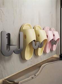 1pc Wall Mounted Shoe Rack With Adhesive Strip, Bathroom Slippers Rack, Wall Mounted Toilet Door Waterproof Hook, Shoe Storage Rack, Bathroom Accessories, Waterproof Hooks, Multi-Color Bathroom Slipper Hooks, Bathroom Organizer, Suitable For Halloween Gift