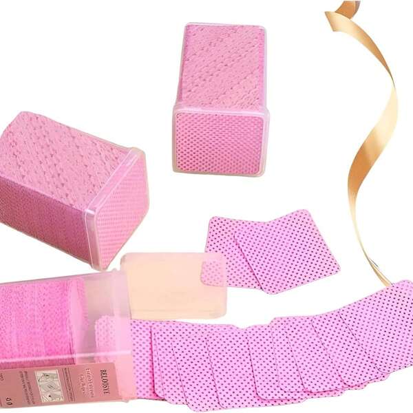 300 PCS Non-Woven Fabric Nail Cleaning Pads Pink Lash Extensions Glue Cleaning Wipes Salon Supplies