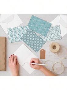 Better Office Products 100-Pack Assorted Blank Greeting Cards, 4" X 6", 6 Blue Floral Designs With Envelopes, All Occasion Note Cards - 常規 - 查看 4