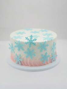 50Pcs Edible Snowflakes Blue Cupcake Cake Toppers Decoration For Christmas Winter Frozen Theme Party Supplies