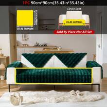 1pc Plush Rabbit Fur Sofa Cushion Cover, Thickened Sofa Protector, Non-Slip Sofa Slipcover, Suitable For Home, Living Room, Bedroom, Office, 4 Seasons - Dark Green - View 15