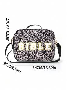 1pc Women'S Large Size Letter Embroidery Multifunctional Bible Bag Shoulder Bag Bible Handbag Bible Bag Bible Bag With Shoulder Strap Bible Bookmark Box Suitable For Girls Women Daily Storage Participating In Worship Activities Give To Children Parents Holiday Gift Does Not Include All The Pens And Notebooks Inside Please Note Whether The Product Size In The Picture Is Suitable For You - Multicolor - View 2